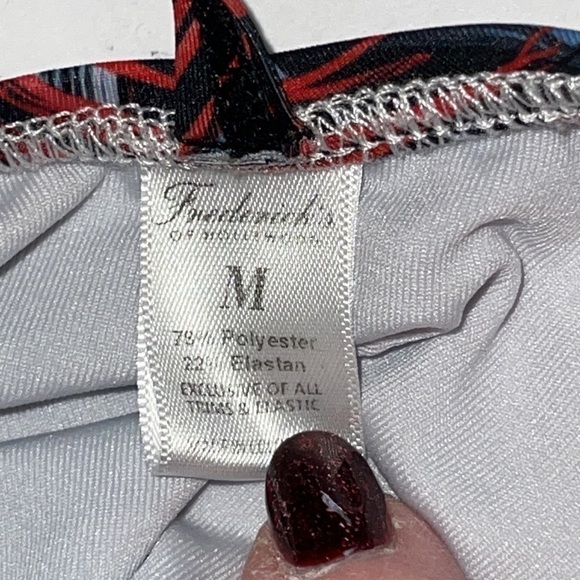 Frederick’s Of Hollywood Black, Red And Gray T Back Strap One Piece Swimsuit - Picture 7 of 7